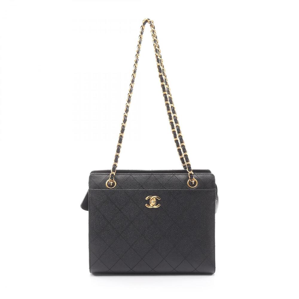 Chanel Shoulder Bag Caviar Skin Grained Calfskin Black